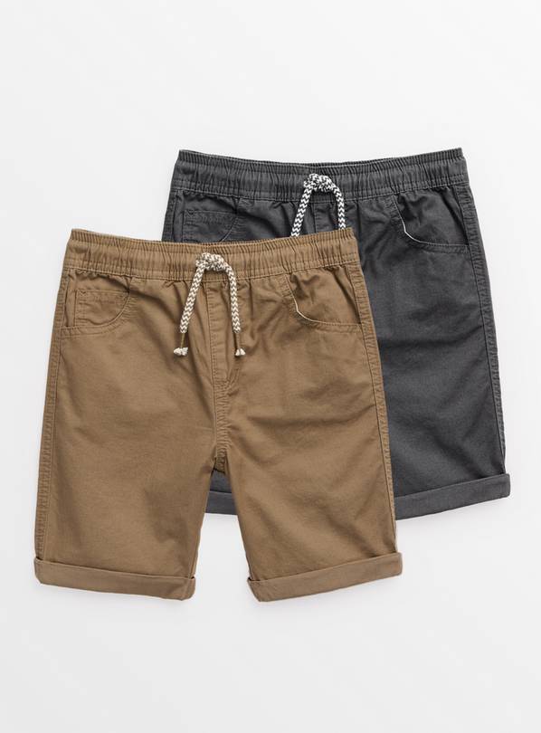 Khaki & Charcoal Twill Shorts 2 Pack 12 years
